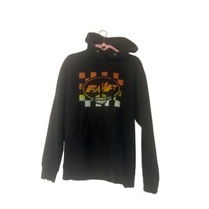FMF Nuts & Bolts Hooded Sweatshirt Sz Med Black Racing Vintage Y2K Checkered Rad